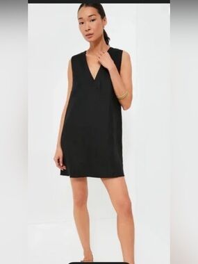 Tuckernuck black v-neck Melanie linen dress